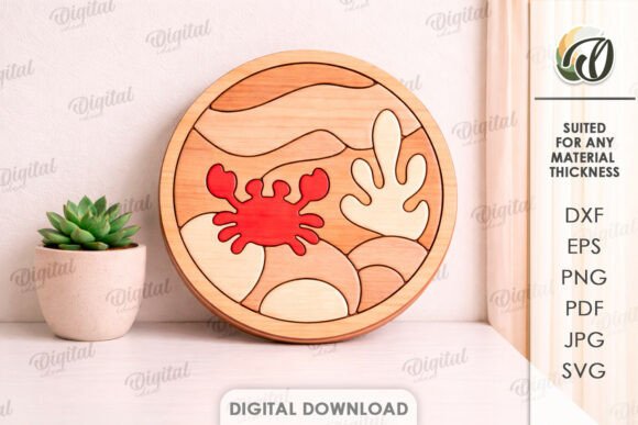 3D Mini Puzzle Decor Laser Cut: Sea Life SVG for Creative Projects