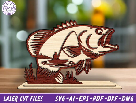 Bass Fish Layered Sign Laser Cut File for Crafting