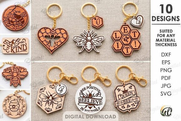 Bee Keychains Bundle Laser Cut: Your Next Creative Project