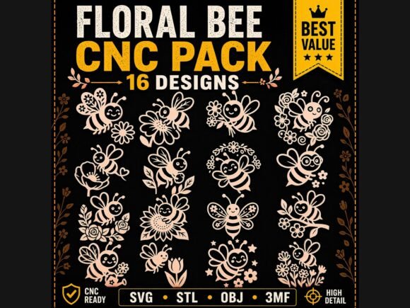 Charming Floral Bee Designs for Creative Projects