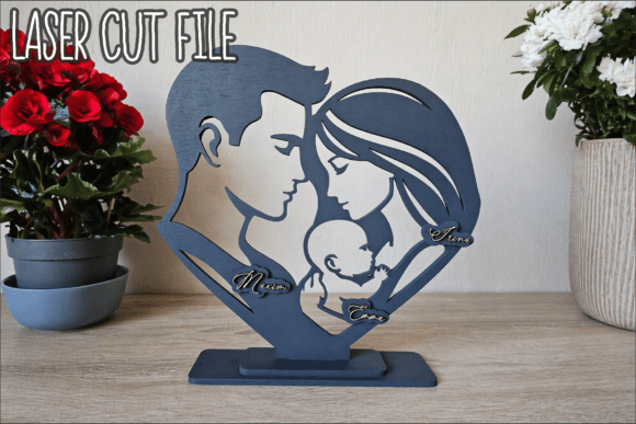 Couple with Baby Silhouette: A Heartfelt Design for Family Keepsakes
