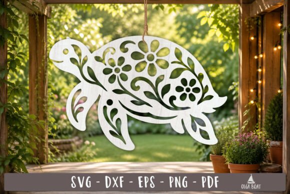 Floral Sea Turtle SVG Design for Laser Cut Projects