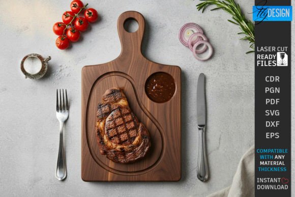 Steak Board Laser Cut Serving Tray SVG Designs