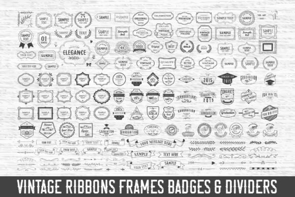 Vintage Ribbons Frames Badges & Dividers